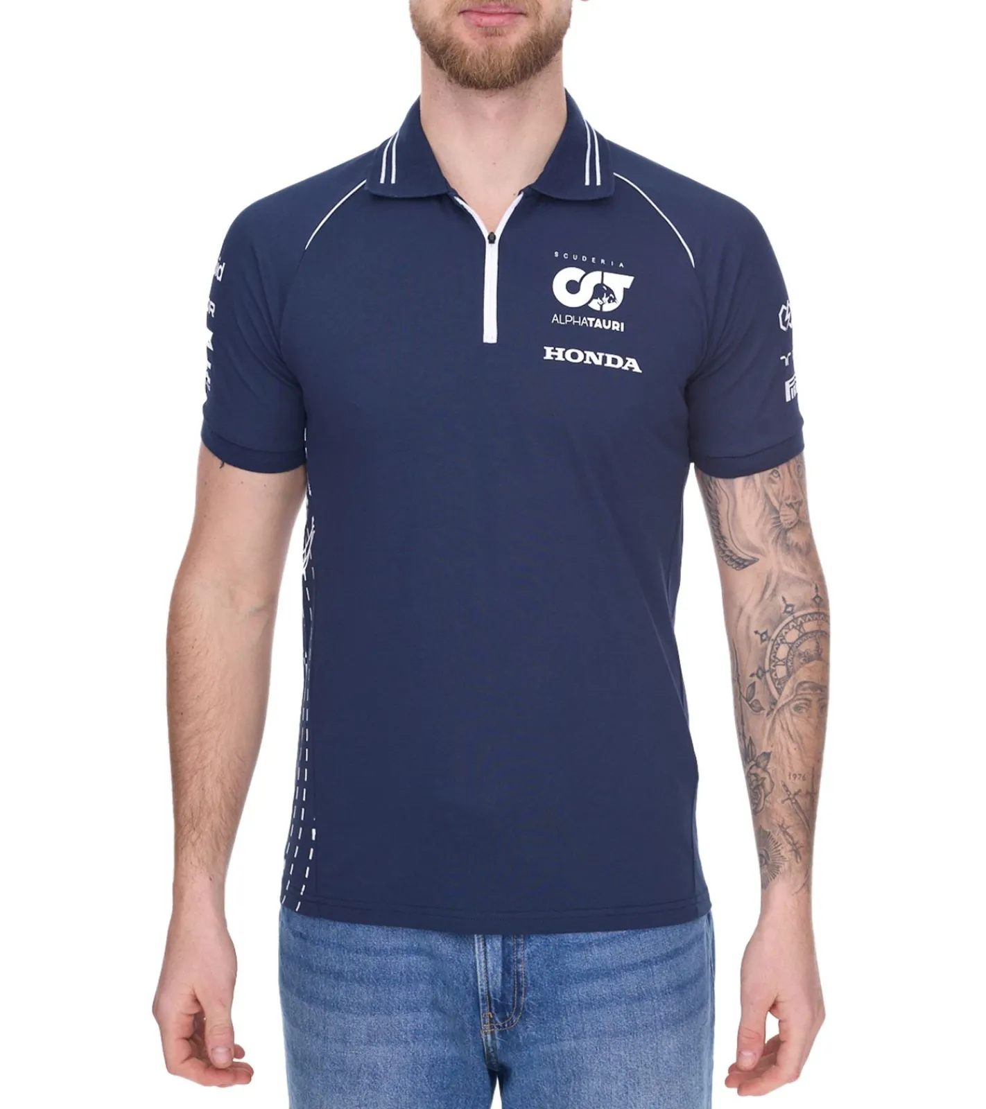 T-Shirts & Tank Tops|Hemden & Poloshirts*ALPHATAURI Formel 1 F1 Herren Baumwoll-Shirt Polo-Shirt Freizeit-Shirt SAT23024 oder Dunkelblau Weiß