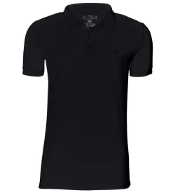 Hemden & Poloshirts*ALSIVA Herren Polo-Shirt modisches Baumwoll-Shirt mit 3er Knopfleiste Kurzarm-Hemd M-10-02 Schwarz