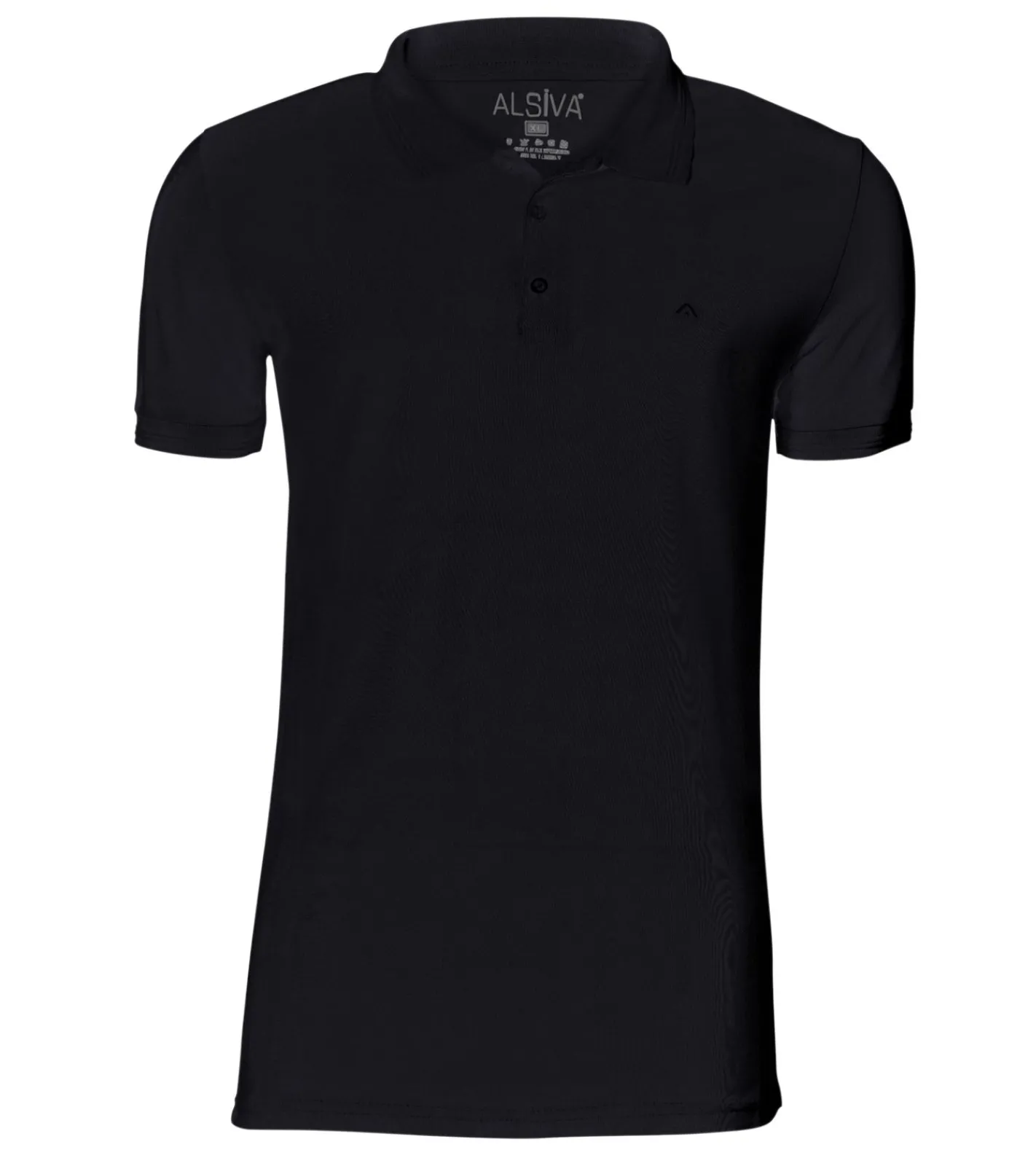 Hemden & Poloshirts*ALSIVA Herren Polo-Shirt modisches Baumwoll-Shirt mit 3er Knopfleiste Kurzarm-Hemd M-10-02 Schwarz