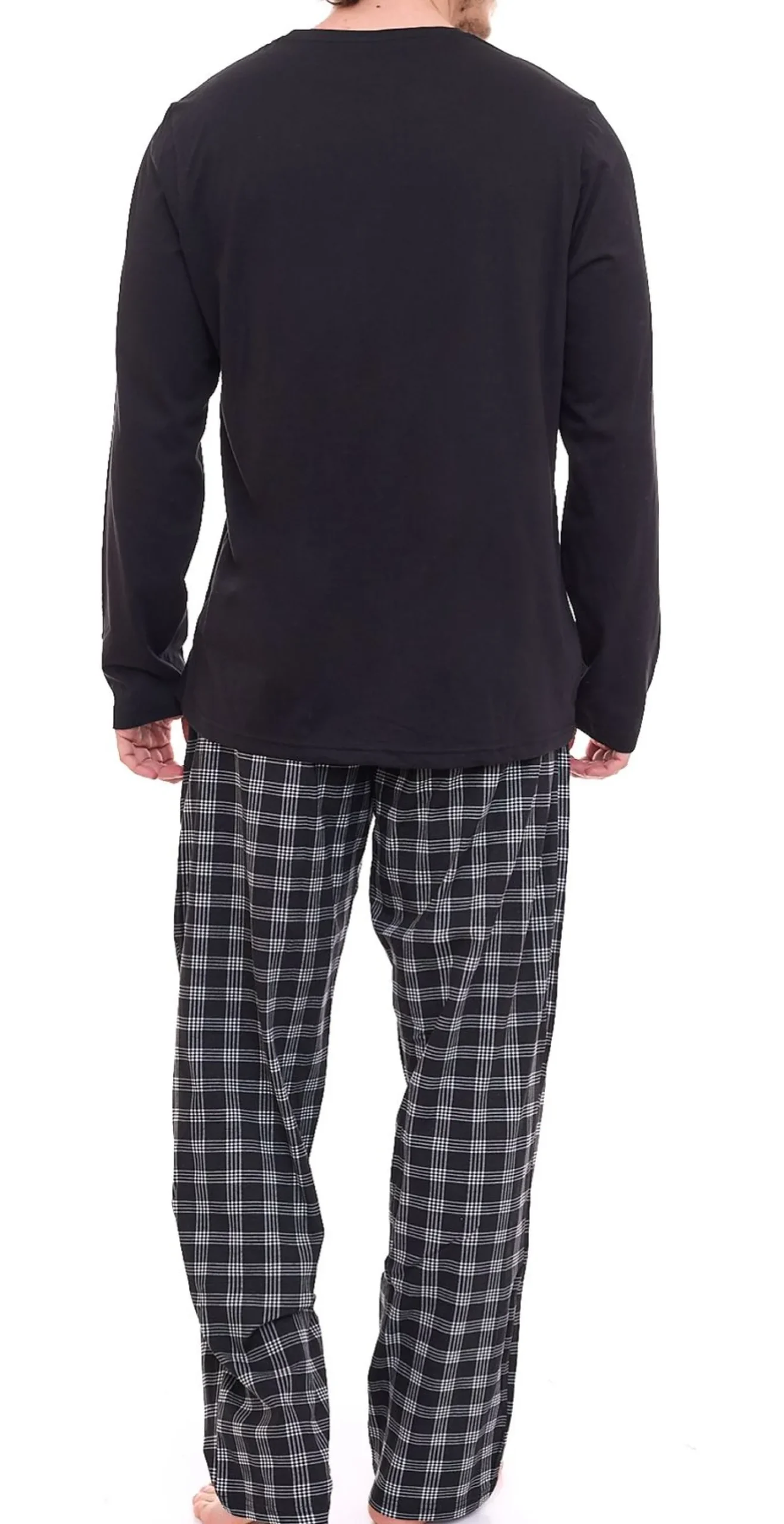 Nachtwäsche & Bademode*AM LEGEND Herren Pyjama-Set 2-teilig karierter oder unifarbener Schlafanzug IAN MPJ 23 Schwarz/Weiß/Blau/Grau in verschiedenen Modellen