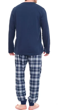 Nachtwäsche & Bademode*AM LEGEND Herren Pyjama-Set 2-teilig karierter oder unifarbener Schlafanzug IAN MPJ 23 Schwarz/Weiß/Blau/Grau in verschiedenen Modellen
