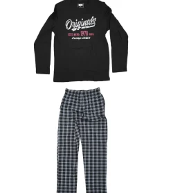 Nachtwäsche & Bademode*AM LEGEND Herren Pyjama-Set 2-teilig karierter Schlafanzug IAN MPJ 23 Schwarz/Weiß
