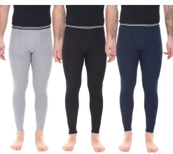 Sportunterbekleidung|Wintersport*AM LEGEND Herren Ski-Unterhose nachhaltige lange Unterhose aus reiner Baumwolle 26183 in Navy, Grau oder Schwarz