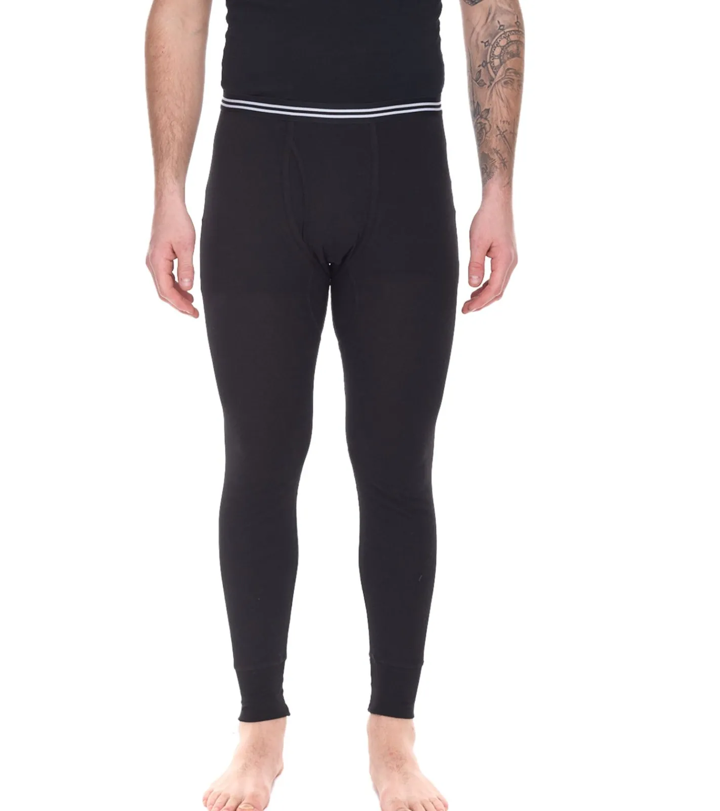 Sportunterbekleidung|Wintersport*AM LEGEND Herren Ski-Unterhose nachhaltige lange Unterhose aus reiner Baumwolle 26183 Schwarz