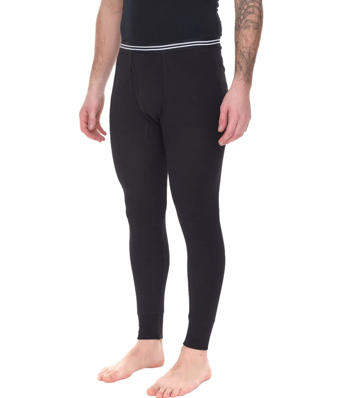 Sportunterbekleidung|Wintersport*AM LEGEND Herren Ski-Unterhose nachhaltige lange Unterhose aus reiner Baumwolle 26183 Schwarz