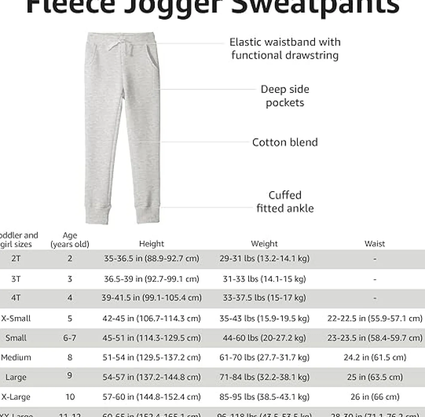 Jogginghosen & Fitnessmode*amazon essentials Basic-Jogger für Mädchen und Jungen Sweat-Hose mit Baumwollanteil Fitness-Hose B07HL29NS7 Weiß