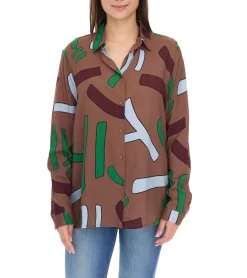 Poloshirts & Blusen*Aniston CASUAL Damen Bluse stylische Hemd-Bluse mit Kent-Kragen Sommer-Bluse 90141018 Braun