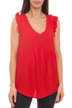 Tops & T-Shirts*Aniston CASUAL Damen Blusentop mit Rüschendetails Sommer-Shirt 60330626 Rot
