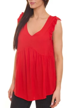 Tops & T-Shirts*Aniston CASUAL Damen Blusentop mit Rüschendetails Sommer-Shirt 60330626 Rot