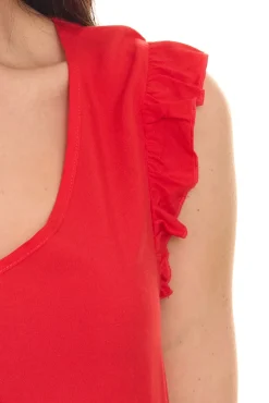 Tops & T-Shirts*Aniston CASUAL Damen Blusentop mit Rüschendetails Sommer-Shirt 60330626 Rot