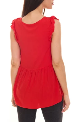 Tops & T-Shirts*Aniston CASUAL Damen Blusentop mit Rüschendetails Sommer-Shirt 60330626 Rot
