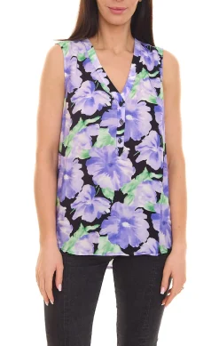 Tops & T-Shirts*Aniston CASUAL Damen Blusentop mit Blütendruck im Batik-Look 10019364 Lila/Grün/Weiß