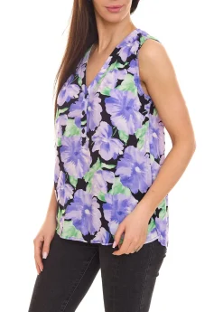 Tops & T-Shirts*Aniston CASUAL Damen Blusentop mit Blütendruck im Batik-Look 10019364 Lila/Grün/Weiß