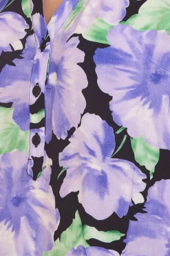 Tops & T-Shirts*Aniston CASUAL Damen Blusentop mit Blütendruck im Batik-Look 10019364 Lila/Grün/Weiß