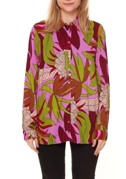 Poloshirts & Blusen*Aniston CASUAL Damen Freizeit-Bluse mit geblümten Muster Schlupf-Bluse 13010835 Rosa/Bunt