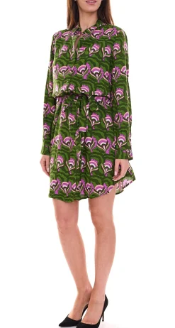 Kleider*Aniston CASUAL Damen Jersey-Kleid stylisches Langarm-Kleid mit Allover-Print 94801530 Grün