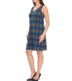 Kleider*Aniston CASUAL Damen Kleid kariertes Sommer-Kleid ärmellos 13189530 Blau/Gelb