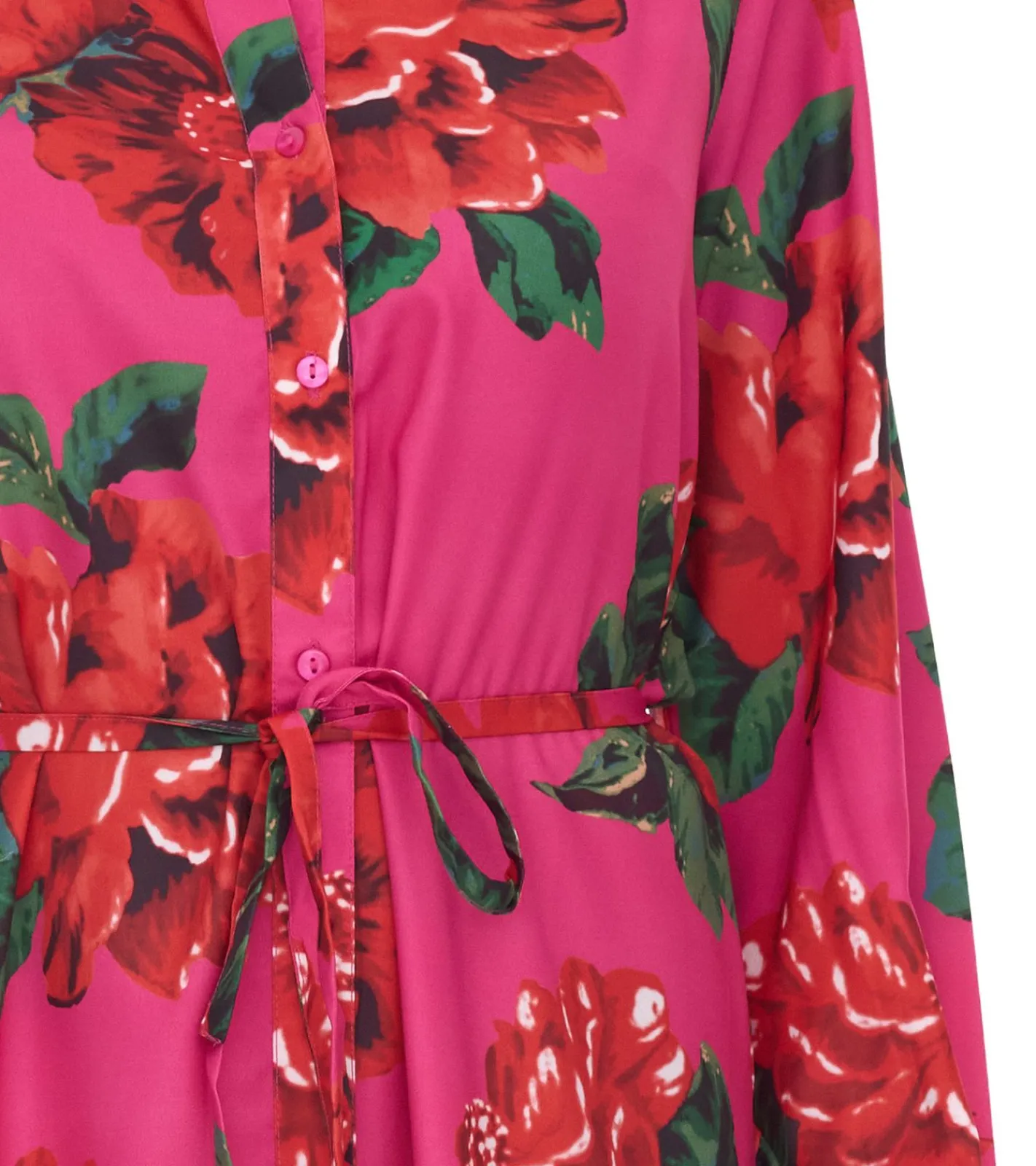 Kleider*Aniston CASUAL Damen Kleid mit Allover-Blumen-Print Langarm-Kleid 87575134 Pink/Rot/Grün