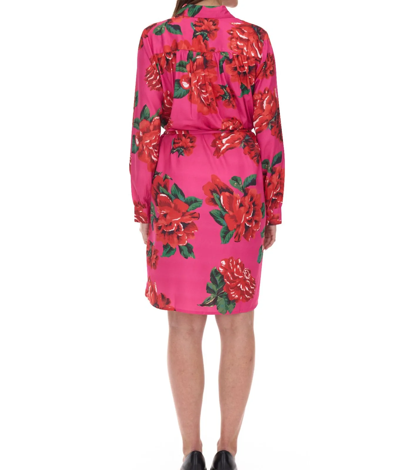 Kleider*Aniston CASUAL Damen Kleid mit Allover-Blumen-Print Langarm-Kleid 87575134 Pink/Rot/Grün