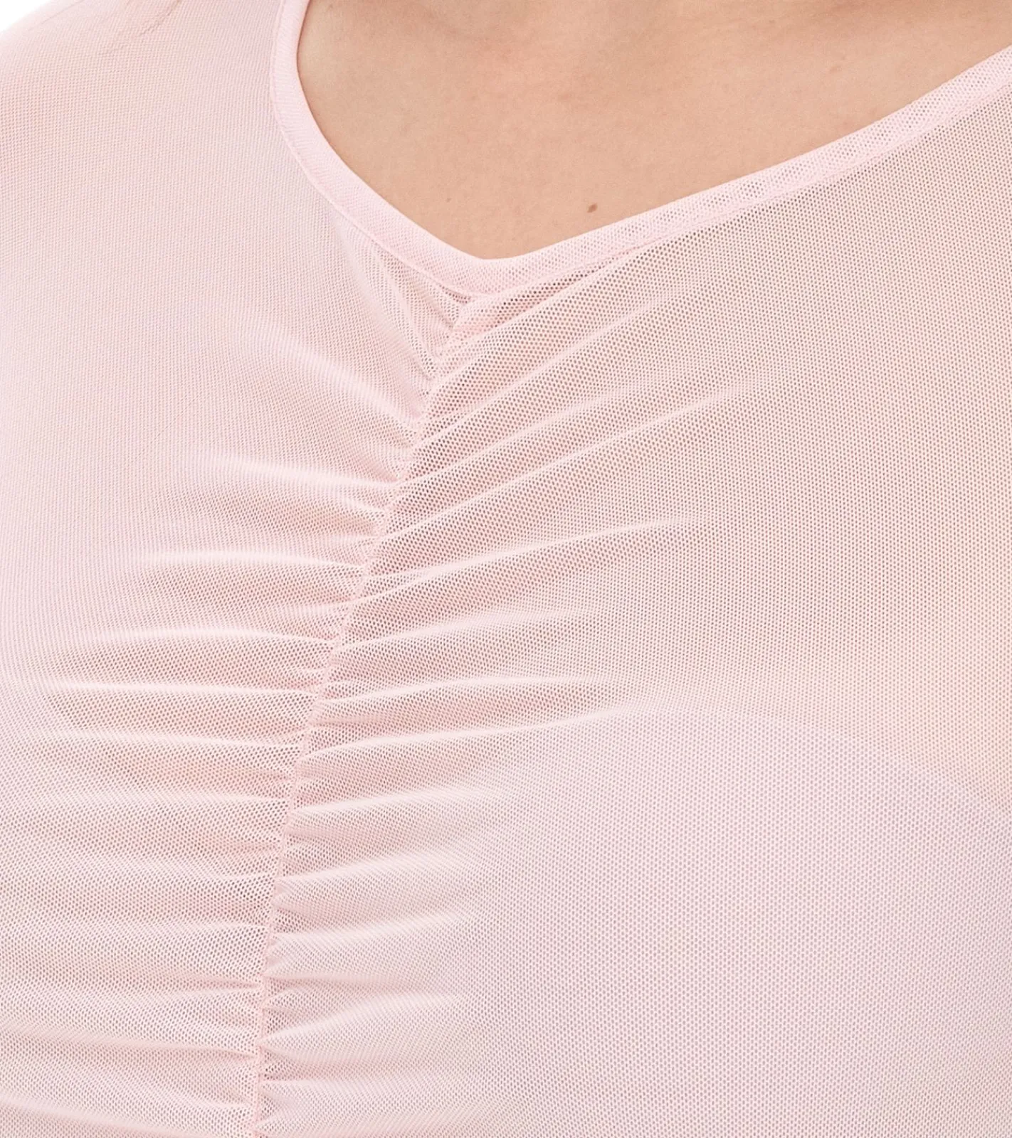 Sweater & Pullover*Aniston CASUAL Damen Langarm-Shirt durchsichtiger Alltags-Pullover mit V-Ausschnitt Sommer-Shirt 99505354 Rosa