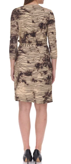 Kleider*Aniston CASUAL Damen Midi-Kleid Wickel-Kleid mit Animalprint 3/4 Arm 98257456 Beige/Schwarz
