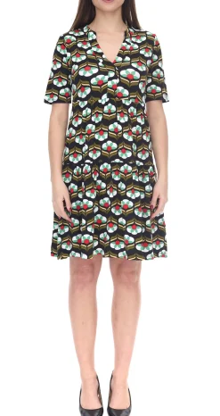 Kleider*Aniston CASUAL Damen Mini-Kleid ausgestelltes Sommerkleid im Retro-Look 8556 9430 Schwarz/Bunt