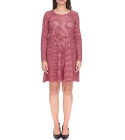 Kleider*Aniston CASUAL Damen Mini-Kleid stylisches Sommer-Kleid Langarm-Kleid 70060254 Rosa/Schwarz/Rot