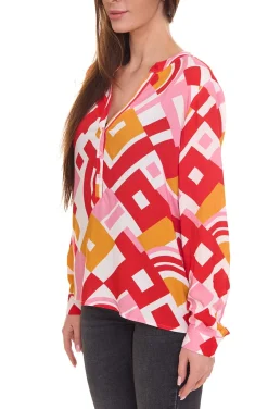 Poloshirts & Blusen*Aniston CASUAL Damen modische Sommer-Bluse mit Allover-Muster 39002864 Bunt