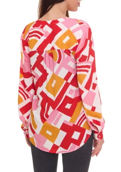 Poloshirts & Blusen*Aniston CASUAL Damen modische Sommer-Bluse mit Allover-Muster 39002864 Bunt