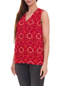 Poloshirts & Blusen*Aniston CASUAL Damen Schlupfbluse ärmellose Mode-Bluse mit Allover-Muster 74028346 Rot