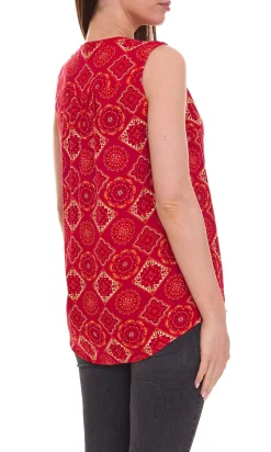 Poloshirts & Blusen*Aniston CASUAL Damen Schlupfbluse ärmellose Mode-Bluse mit Allover-Muster 74028346 Rot