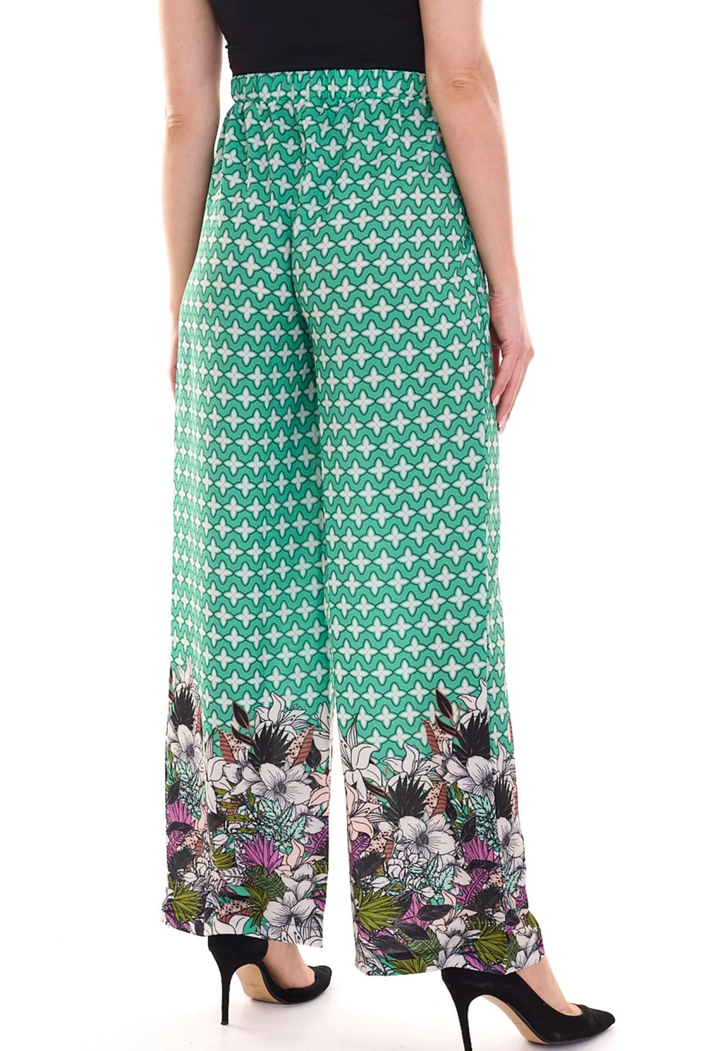 Hosen & Jeans*Aniston CASUAL Damen Schlupf-Hose bequeme Sommer-Hose mit Allover Blumen-Muster 76938501 Grün