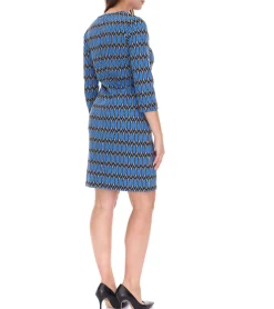 Kleider*Aniston CASUAL Damen Sommer-Kleid mit Allover-Print Mini-Kleid Rundhals-Kleid 52386460 Blau/Schwarz