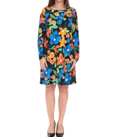 Kleider*Aniston CASUAL Damen Sommer-Kleid mit Blumen-Print Mini-Kleid Langarm-Kleid 81651920 Schwarz/Gelb/Blau
