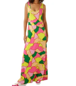 Kleider*Aniston CASUAL Damen sommerliches Maxi-Kleid mit Allover-Punkte-Print Sommer-Kleid 67720363 Gelb/Grün/Rosa