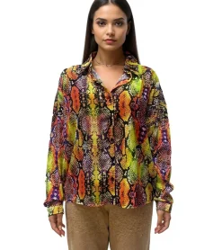 Große Größen|Poloshirts & Blusen*Aniston CASUAL Damen Sommer-Bluse mit stylischen Design Langarm-Shirt Frühlings-Bluse 78337452 Bunt
