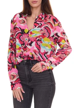 Poloshirts & Blusen*Aniston CASUAL Damen Sommer-Bluse mit Allover-Print Hemd-Bluse 10343957 Bunt