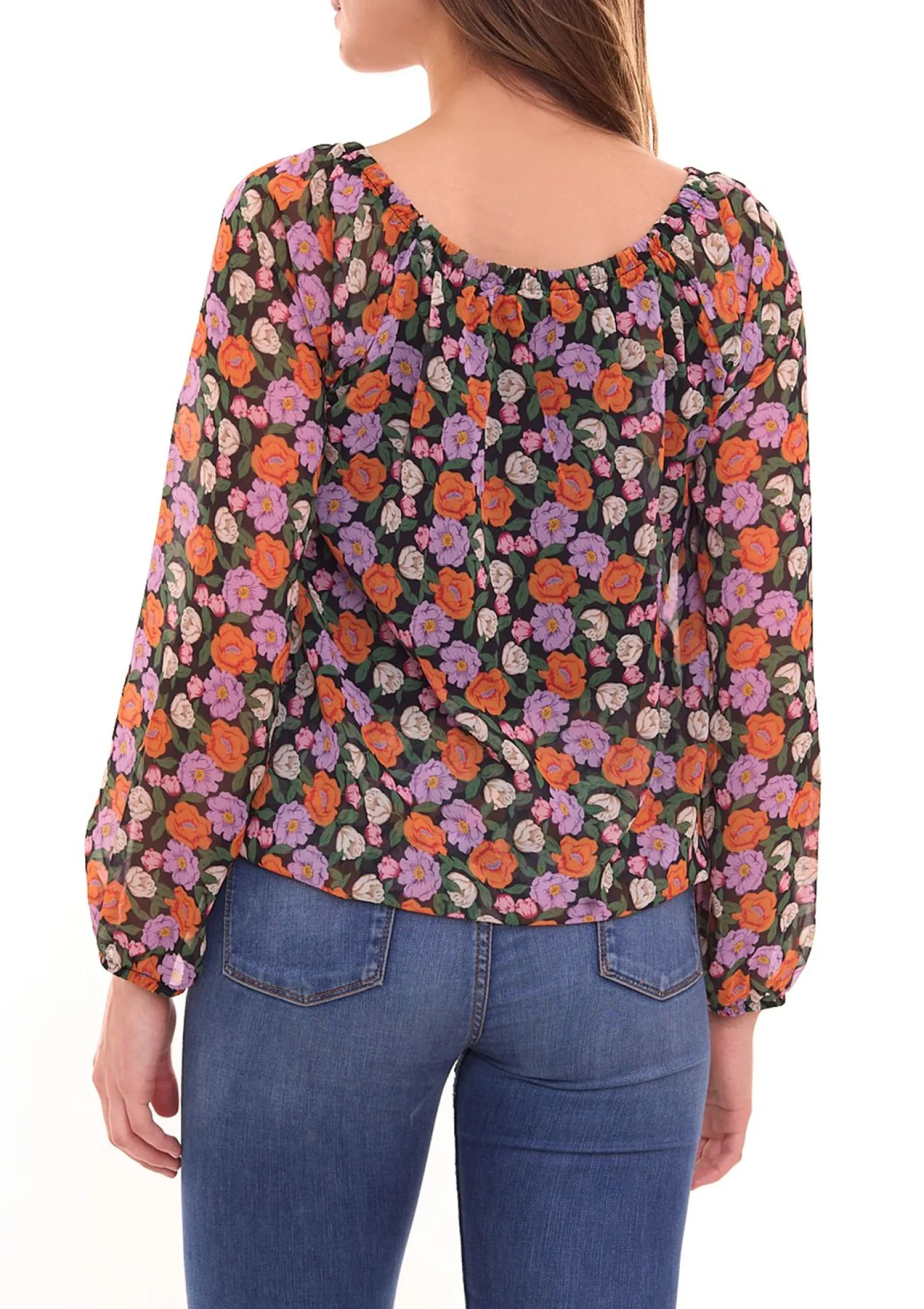 Poloshirts & Blusen*Aniston CASUAL Damen Sommer-Bluse mit floralerm Allover-Print leichte Schlupf-Bluse 85979832 Mehrfarbig