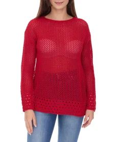 Sweater & Pullover*Aniston CASUAL Damen Strick-Pullover mit Baumwollanteil Grobstrick-Pullover Langarm-Shirt 83680609 Rot