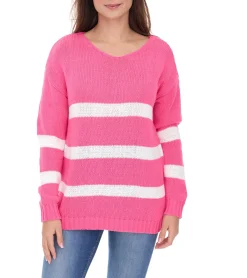 Sweater & Pullover*Aniston CASUAL Damen Strick-Pullover mit Baumwollanteil Alltags-Pullover Langarm-Shirt Pink, Rosa oder Türkis