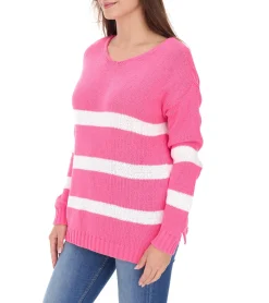 Sweater & Pullover*Aniston CASUAL Damen Strick-Pullover mit Baumwollanteil Alltags-Pullover Langarm-Shirt Pink, Rosa oder Türkis