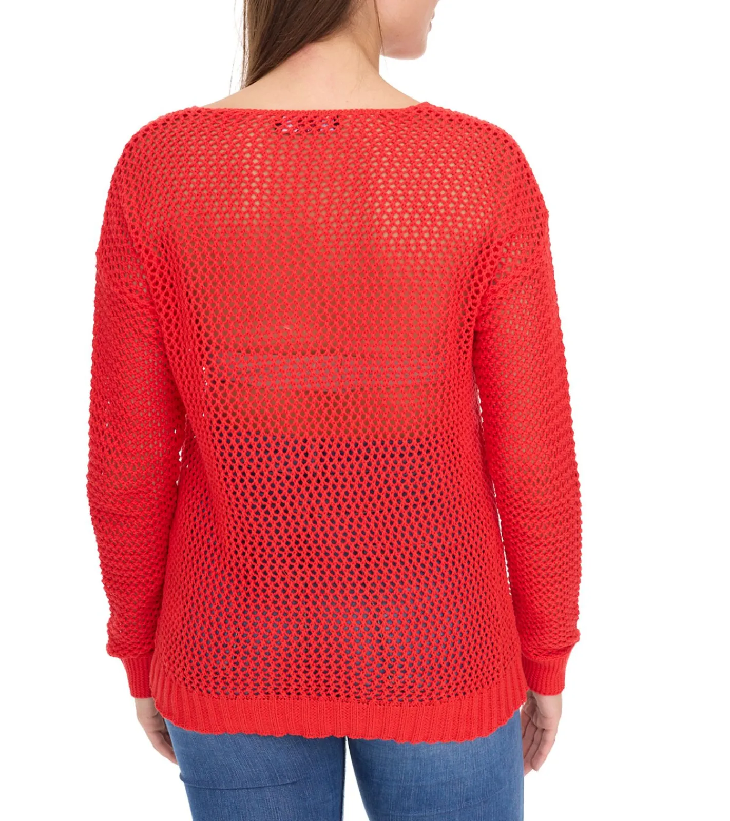 Sweater & Pullover*Aniston CASUAL Damen Strick-Pullover mit Lochmuster modischer Alltags-Pulli 54941968 Rot