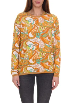 Sweater & Pullover*Aniston CASUAL Damen Sweatshirt sommerlicher Pullover mit Ornamenten 29722401 Orange/Bunt