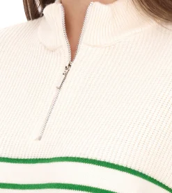 Sweater & Pullover*Aniston CASUAL Damen Troyer Langarm-Pullover mit Reißverschluss und Stehkragen 67107403 Beige/Grün