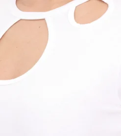 Tops & T-Shirts*Aniston CASUAL Damen T-Shirt Kurzarm-Shirt mit Cut-Outs Sommer-Shirt 74287507 Weiß