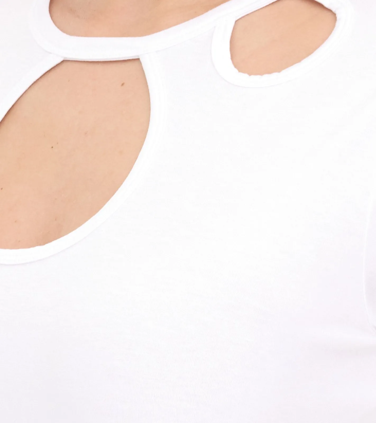 Tops & T-Shirts*Aniston CASUAL Damen T-Shirt Kurzarm-Shirt mit Cut-Outs Sommer-Shirt 74287507 Weiß