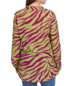 Poloshirts & Blusen*Aniston CASUAL FM Damen Bluse stylische Sommer-Bluse mit Kent-Kragen Alltags-Bluse 11026408 Grün/Lila