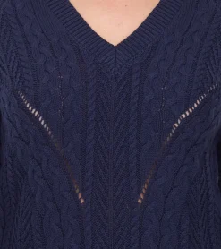 Sweater & Pullover*Aniston CASUAL Strick-Pullover mit V-Ausschnitt Alltags-Pullover mit Baumwollanteil Langarm-Shirt 38049702 Dunkelblau