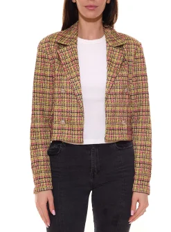 Blazer & Sakko*Aniston CASUALS Damen Blazer Kurzblazer mit Zierknöpfen 96699747 Grün/Bunt