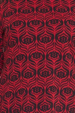 Kleider*Aniston Damen Langarm-Kleid geblümtes Damen Mini-Kleid mit Stehkragen 11293815 Rot